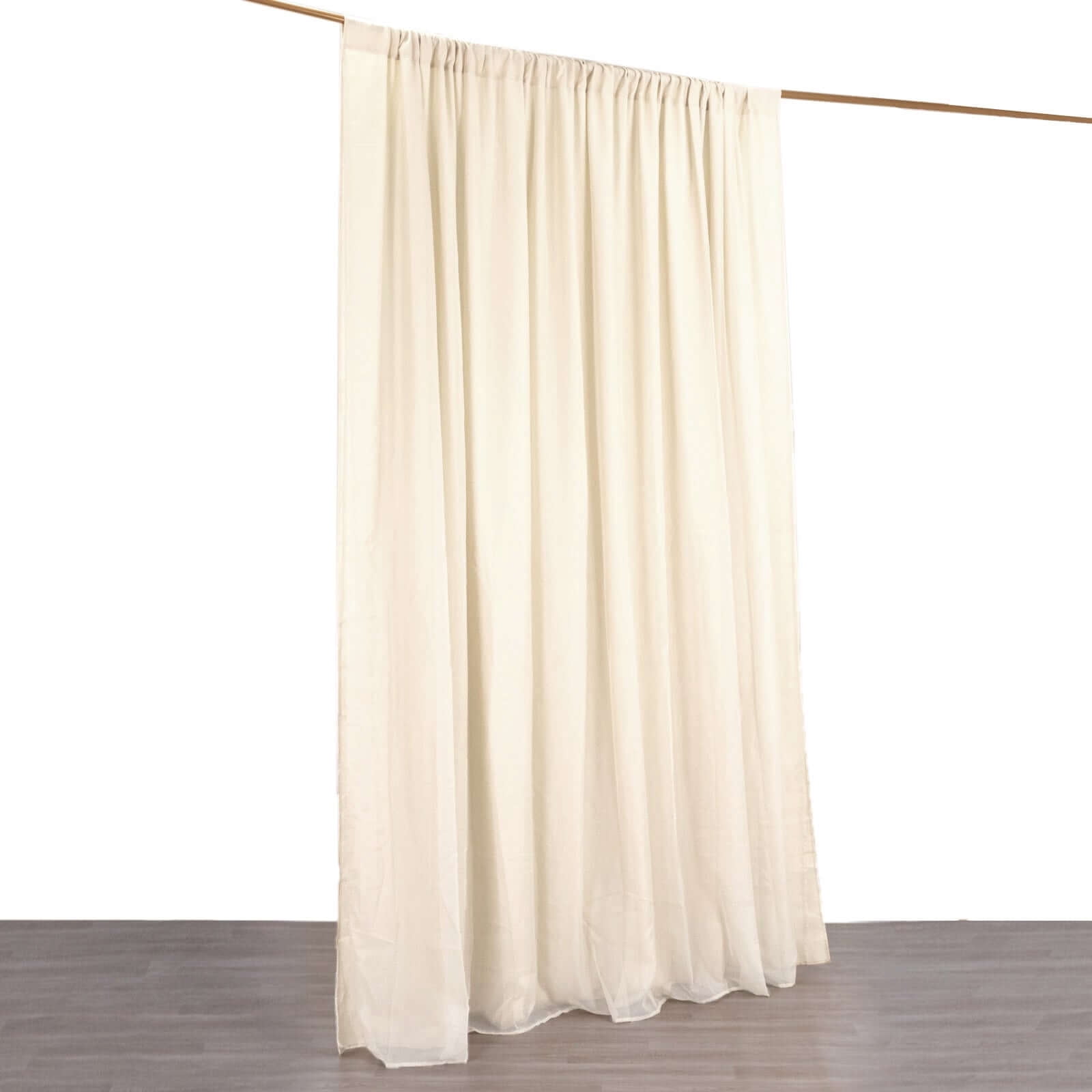 Efavormart 10ftx10ft Beige Dual Layered Polyester Sheer Chiffon Backdrop Curtains With Rod Pockets