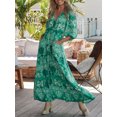 thumbnail image 3 of ELF Women Summer Bohemian Dress Casual V Neck Flowy Long Party Dress with Pocket for Beach Cocktail Streetwear, 3 of 9