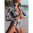 thumbnail image 4 of Femmes Zip avant Imprimé Demi-Manche/manche Longue une Pièce Maillots de Bain S-XXL, 4 of 6