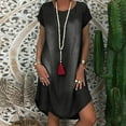 thumbnail image 2 of Summer Dress Sevevn Women Casual Faux Jean Dress Loose Knee-Length Short Sleeve DenimDress, 2 of 6