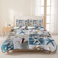 thumbnail image 3 of Twin XL Quilt Set 68''x98'', Coastal Lightweight Summer Bedspread Coverlet Set with 2 Pillow Shams, Summer Beach Starfish Nautical Sea Shell Breathable All Season Quilt Bedding for Dorm/Guest Room, 3 of 9