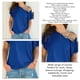 thumbnail image 5 of Blusas azul rey con hombros descubiertos para mujer, mangas cortas con tirantes cruzados, corte holgado, talla M Summer Chic, 5 of 6