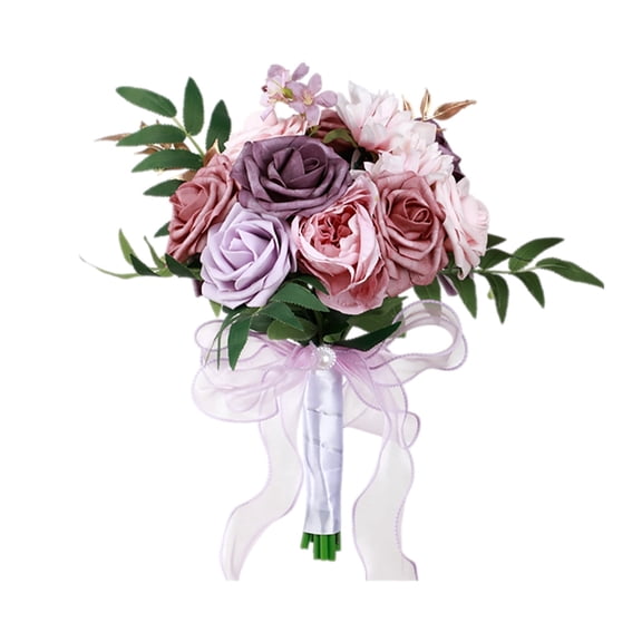 Flowers Bridal for Wedding and Event Décor – Elegant Silk Rose Bouquet Set in White Ivory Champagne Tones with Large 114in Arrangement for Bride and Bridesmaid
