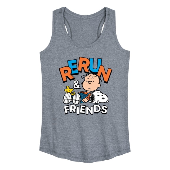 Peanuts - Rerun And Friends -Women's Graphic Racerback Tank Top Graphic Racerback Tank