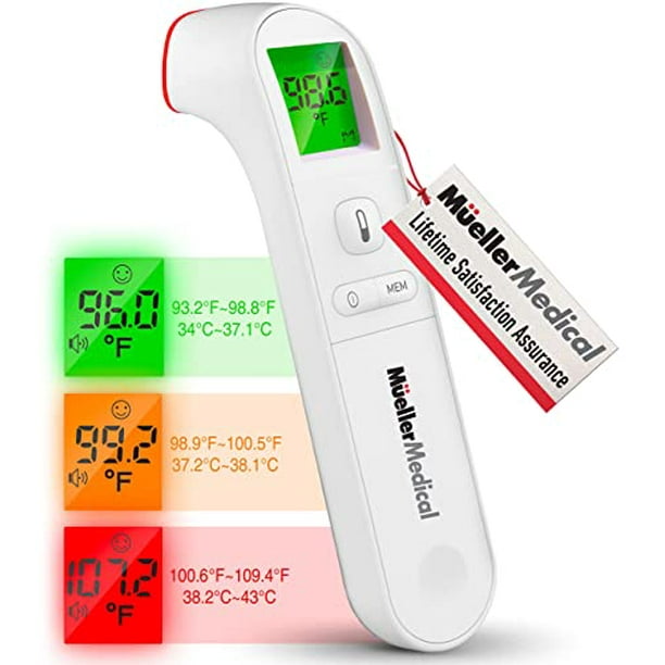 Mueller Non Contact Infrared Thermometer For Fever Body And Surface Thermometer Memory Recall Auto Power Off With Backlight Indicator White Walmart Com