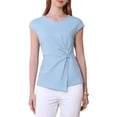 thumbnail image 1 of INSPIRAR CHIC Blusa Peplum Elegante para Mujeres con Escote Corazón y Mangas Cortas para Trabajo Oficina XL Azul Claro, 1 of 5
