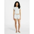 thumbnail image 2 of No Boundaries Sleep Ribbed Tee and Shorts Set, 2-Piece, Women’s XXS-3X, 2 of 5