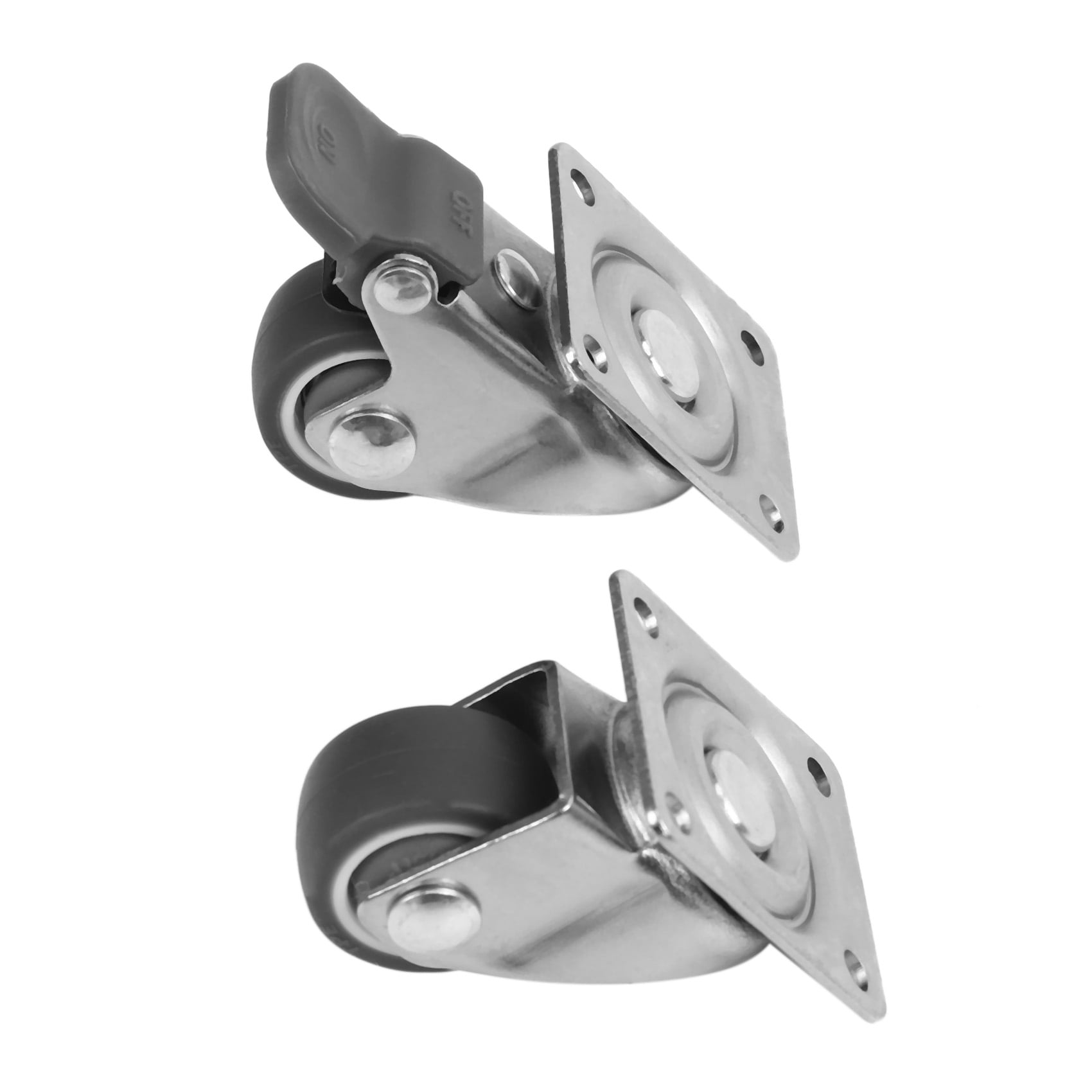 12 Pack 1 Inch Low Casters Wheels Soft Rubber Swivel Caster with Top Plate 100 Lb Capacity