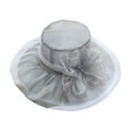 thumbnail image 3 of SPRING PARK Women's Foldable Double Layer Organza Church Kentcky Derby Fascinator Bridal Tea Party Wedding Lace Flower Hat, 3 of 3