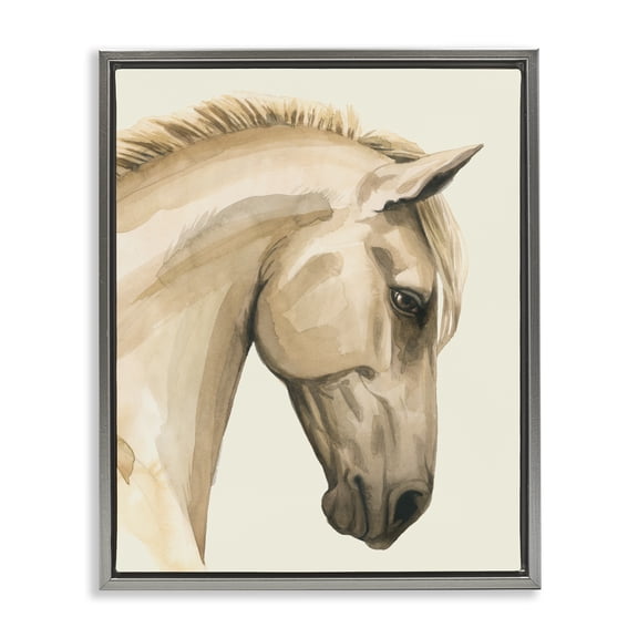 Stupell Industries Rustic Lodge Horse Portrait Farm Animal Gray Floating Frame Canvas Art, 17 x 21, by Grace Popp