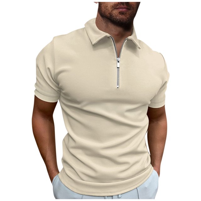 Summer Men's Sports Short Sleeve Golf Youth Men's Zipper Casual Top XL