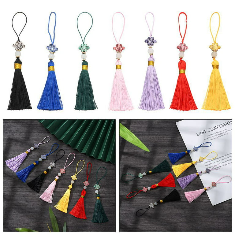 qbodp 10 Pieces Tassels,Chinese Knot Beaded Tassel Hanging  Ornament,Handmade Craft Tassels for Bookmarks,Keychain,Gift Tag,Crafts and  Jewelry Making