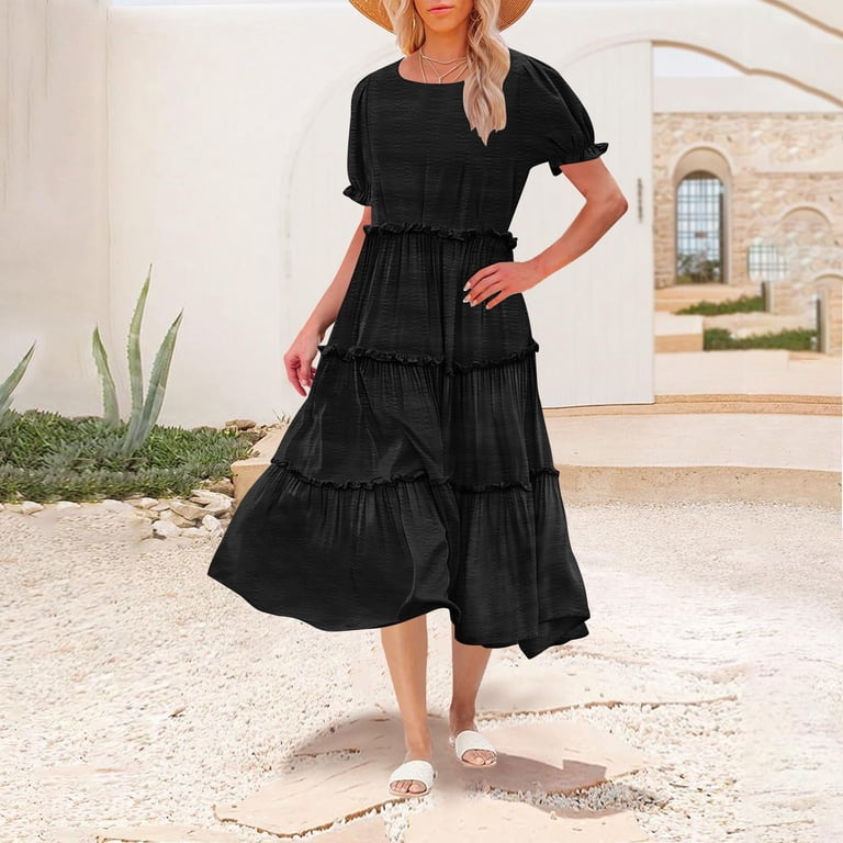 fitted lace wedding dress Black Knitted Swing Collar Maxi Dress