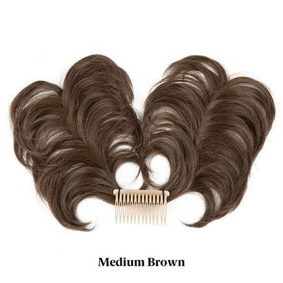 Namzi Messy Bun Hair Piece Side Comb Clip in Hair Bun Hairpiece for Women Short Natural Straight Versatile Adjustable Styles Easy Hair pieces ，Medium Brown