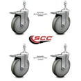 thumbnail image 2 of 6 Inch Gray Polyurethane Swivel 10mm Stem Caster Set with Total Lock Brake, 2 of 2