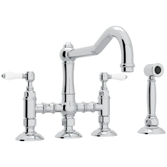 Rohl A1458lpws-2 Acqui 1.5 GPM Widespread Bridge Kitchen Faucet - Chrome