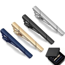 USIONE Men's Tie Clips Set - Stainless Steel, in Black, Gold, Blue & Silver for Regular Ties, Ideal Boxed Gift