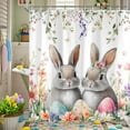 thumbnail image 4 of Spring Easter Bunny Shower Curtain, Cute Rabbits Eggs Floral Plant Flower Shower Curtain Set for Bathroom, Colorful Spring Holiday Fabric Bathtubs Decor with Hooks 69X70IN, 4 of 5