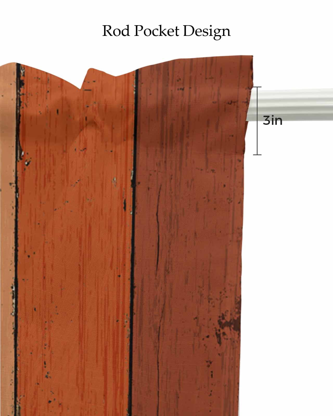Burnt Orange Kitchen Valances for Windows Farmhouse Linen Window Valance Curtain for Living Room Window Treatment Farmhouse Wood Grain Brown Vertical Striped Valance Rod Pocket Topper, 60 x 18 Inch