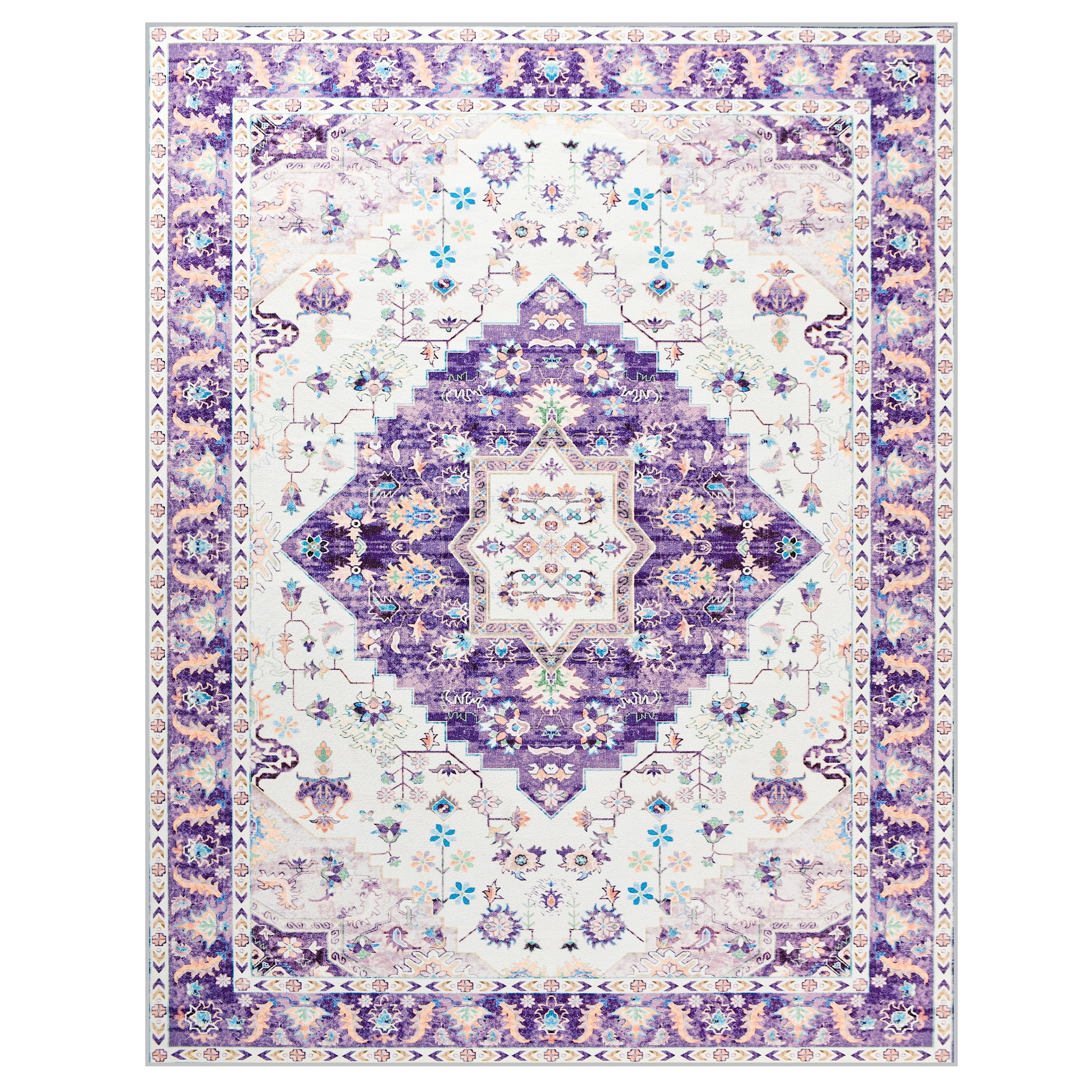 Noahas Vintage Area Rug Modern Bohemian Rug, Purple, 4' x 6'