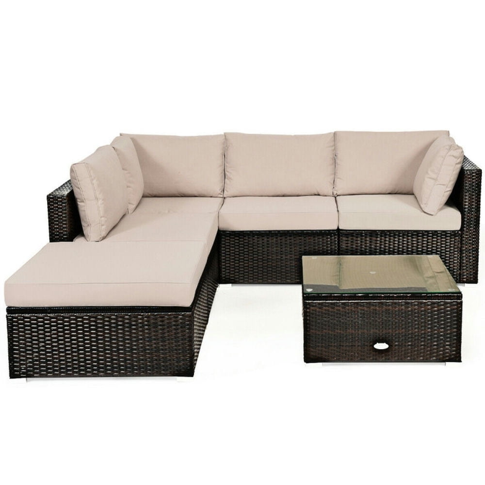 GVN Outdoor Furniture Sets, Outdoor Conversation Set,6 Pieces Outdoor Patio Rattan Furniture Set Sofa Ottoman GVN Outdoor Furniture Sets, Outdoor Conversation Set,6 Pieces Outdoor Patio Rattan Furniture Set Sofa Ottoman