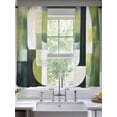 thumbnail image 2 of Abstract Geometric Sheer Curtains for Living Room Bedroom, Light-filtering Sheer Curtain, Watercolor Green Beige Decor Rod Pocket Voile Window Treatment Drapes, 52’’Wx63’’L, 2 Panels Set, 2 of 7