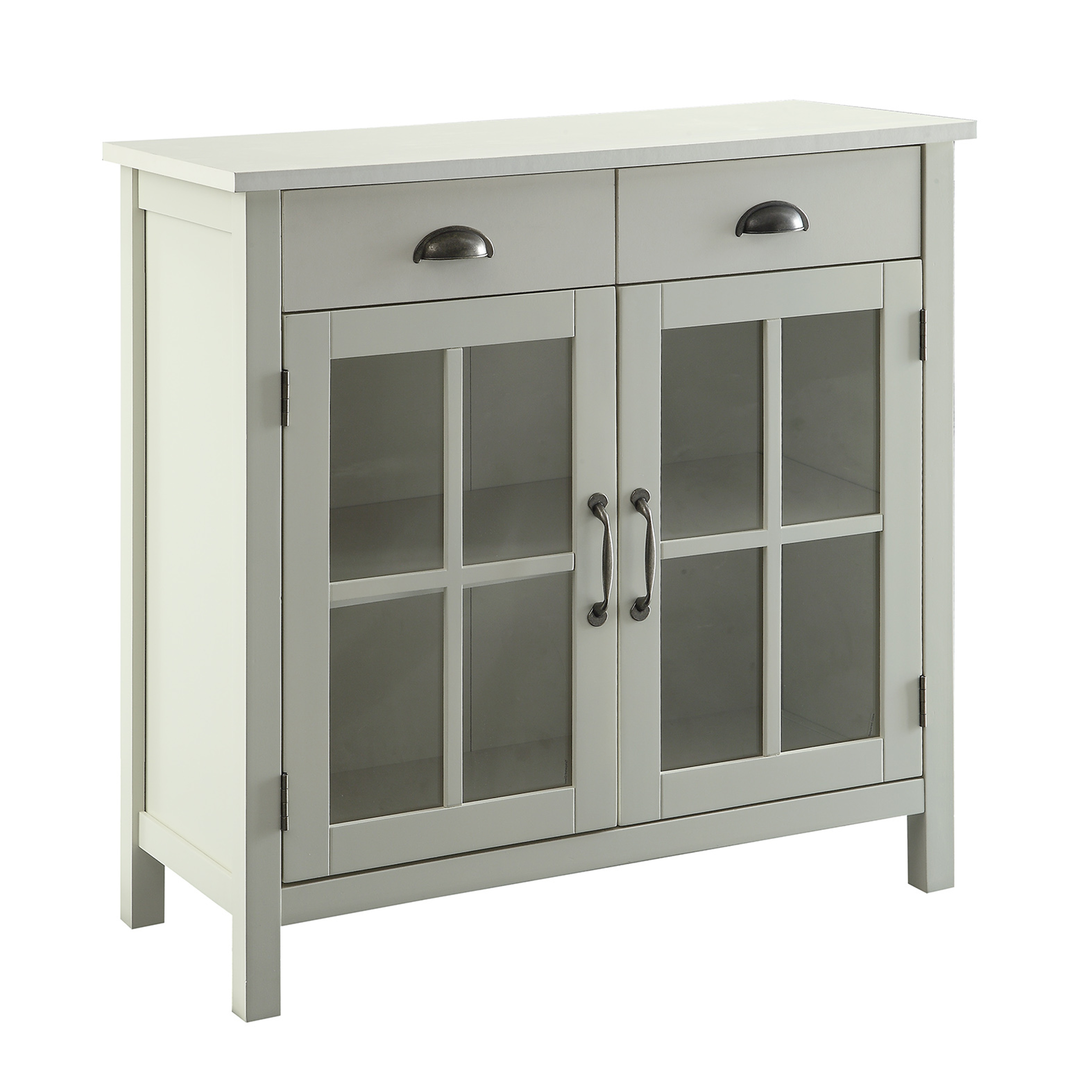 Olivia Accent Cabinet 2 Glass Doors + 2 Drawers, White - Walmart.com