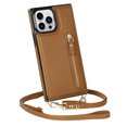 thumbnail image 6 of K-Lion Wallet Case for iPhone 14 Pro Max with Shoulder Strap Crossbody Back Card Slots Holder Kickstand Cover, PU Leather Magnetic Zipper Shockproof Protective Phone Case for iPhone 14 Pro Max,Brown, 6 of 21