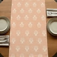 thumbnail image 5 of Abstract Bohemia Burlap Cotton Table Runner 13x72 Inches Long, Modern Boho Floral Orange Farmhouse Table Runners, Outdoor Dining Tablecloths Decor for Baby Shower/Party/Wedding, 5 of 8