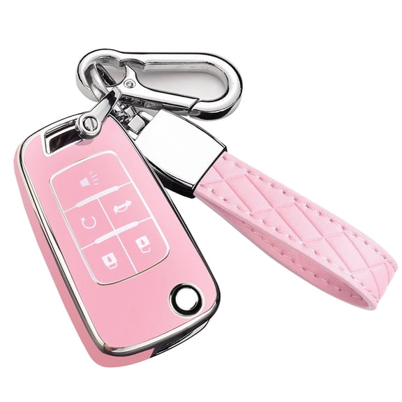 Heavy-Duty 5-Button Smart Key Fob Protector with Removable Metal Carabiner, Compatible with Chevrolet Equinox Camaro Cruze Malibu Sonic and Buick Terrain Vehicle Models