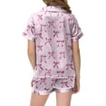 thumbnail image 4 of MEZZALL Pyjama Imprimé Nœud Papillon pour Filles Manches Courtes Boutons Hauts Shorts Ensembles de Pyjamas Maison 10-11 Ans Pyjamas Classiques pour Enfants, 4 of 5