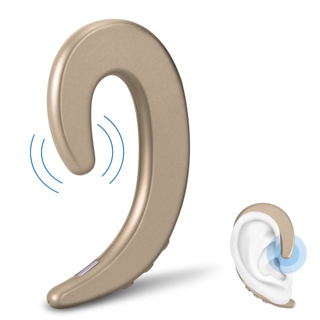 Audífonos de conducción ósea Inalámbricos abiertos compatibles con Bluetooth (Oro)