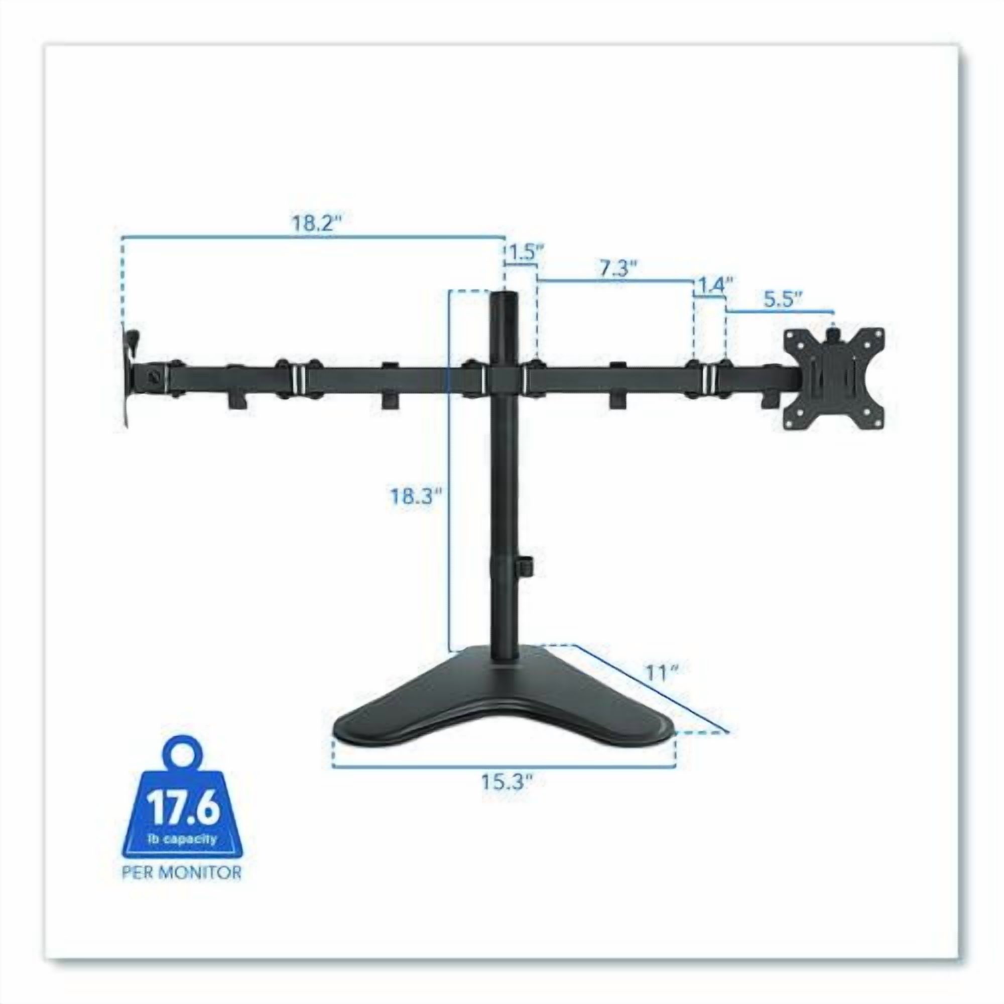 Dual Monitor Desk Stand, For 19" to 32" Monitors, 36.4" x 11" x 18.3", Black, Supports 17.6 lb | Bundle of 5