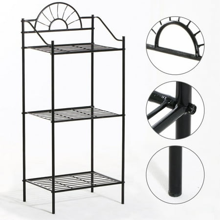 Yaheetech 3 Shelves Black Iron Kitchen Bakers Rack Indoor Metal Yaheetech 3 Shelves Black Iron Kitchen Bakers Rack Indoor Metal Plant Stands Bedside Table Nightstand