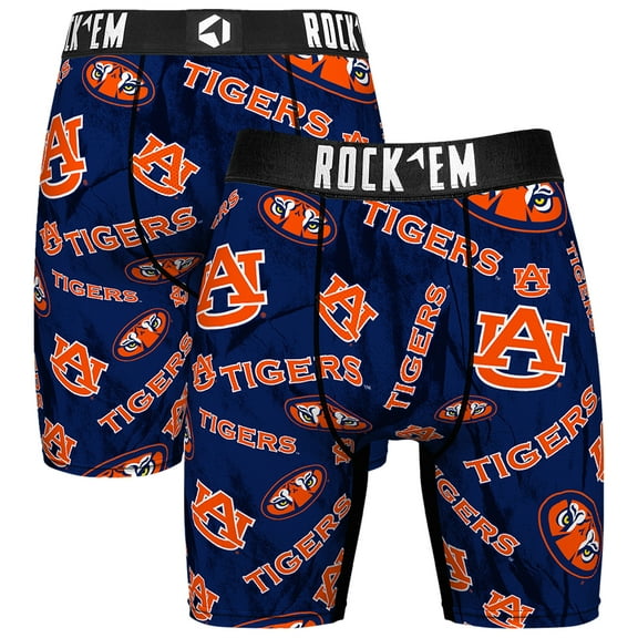 Men's Rock Em Socks Navy Auburn Tigers All Over Logo Boxer Briefs