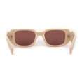 thumbnail image 3 of Womens Dimensional Geometric Diamond Cut Mod Rectangle Sunglasses Beige Brown, 3 of 4