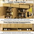 thumbnail image 3 of 59" Sideboard Cabinet, Buffet Storage Cabinet with Adjustable Shelves and Hooks, Wood Console Table with Drawers, Doors and Open Compartments, for Living Room, Dining Room, 3 of 9