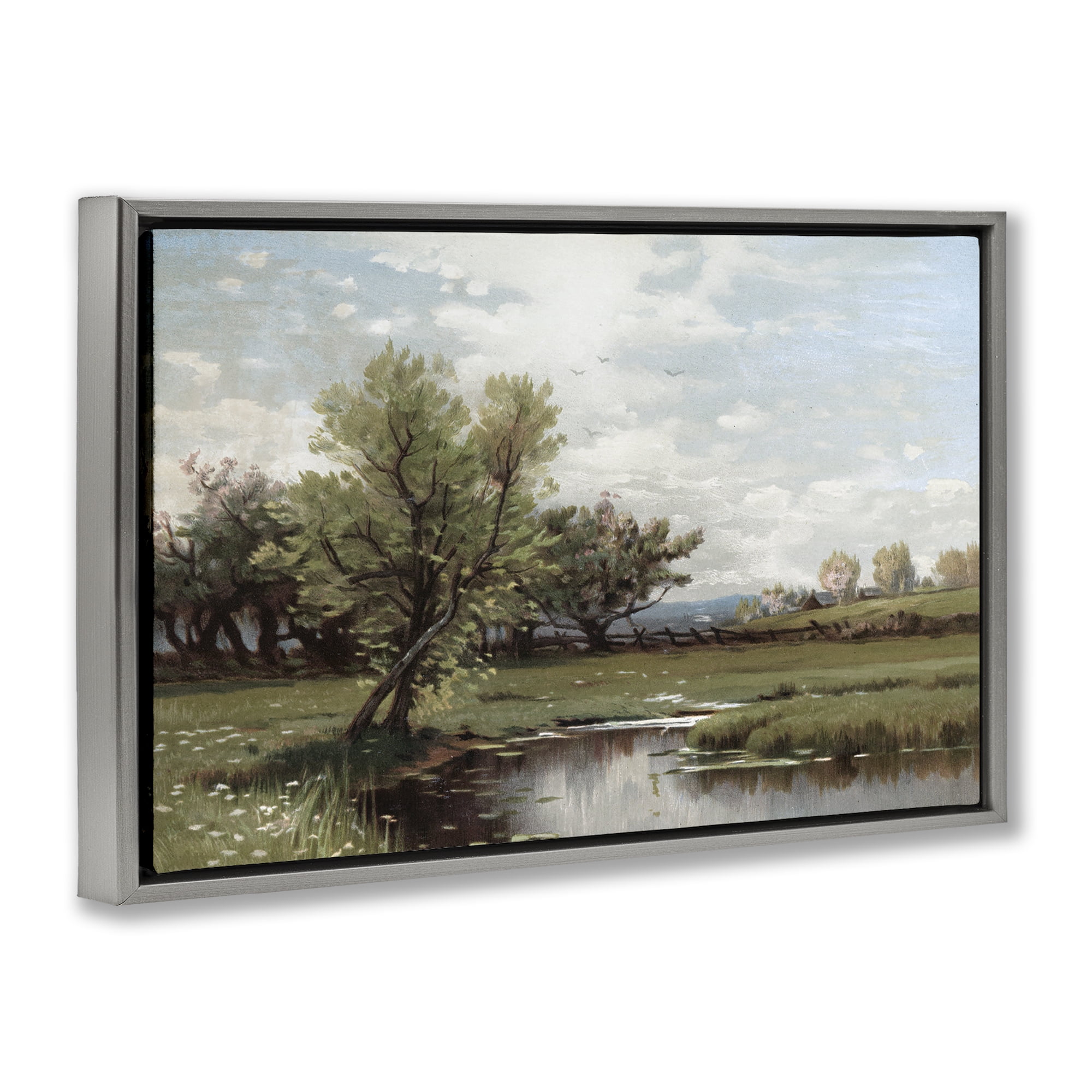 Stupell Industries Ecstatic Spring Landscape Gray Framed Floater Canvas Wall Art, design by Lula Bijoux & co.