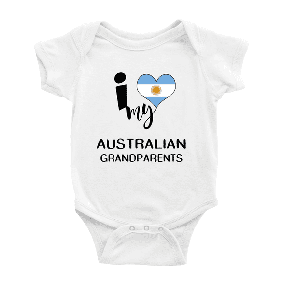 I Heart My Australian Grandparents Australia Love Flag Baby Bodysuit (White, 0-3 Months)