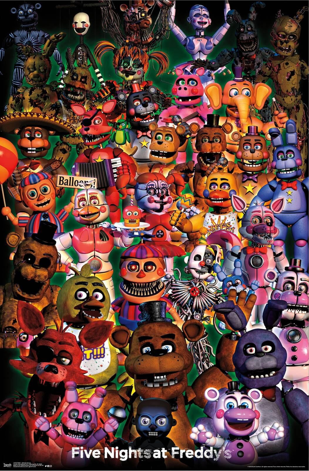 Five Nights at Freddy's - Ultimate Group Canvas Wall Poster, 22.375" x 34"