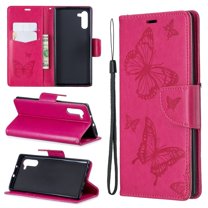 Galaxy Note 10 Cases Covers Wallet, Allytech Slim Fit Protective PU Leather Butterfly Embossed Kickstand Lightweight Shockproof Cards Slots Wallet Cover Case for Samsung Galaxy Note 10, Red