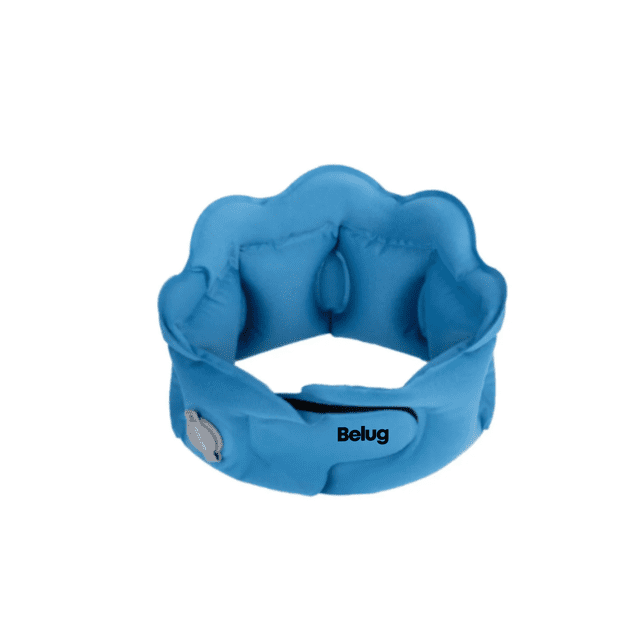 Almohada De Viaje Inflable, cojin De Cuello Oficina Y Antifaz Belug Azul