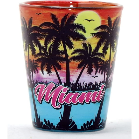 Miami Florida Palm Sunset In and Out Shot glass