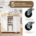 thumbnail image 5 of Walsunny 40" Kitchen Islands Carts with Storage Drop Leaf Countertop on Wheels Rolling Microwave Utility Carts with 3 Drawers 1 Storage Cabinets,White, 5 of 11