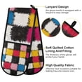 thumbnail image 2 of Yayeee Double Oven Mitt Kitchen Heat Resistant Baking 35" x7" Quilted Glove, White Checkered Pattern, 2 of 6