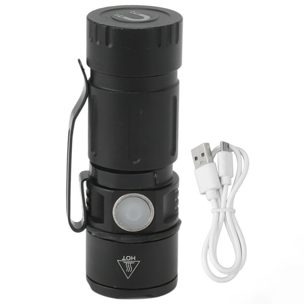 Linterna pequeña recargable por USB, 5 modos, 1000 lúmenes, impermeable, compacta, de bolsillo, EDC, para exteriores