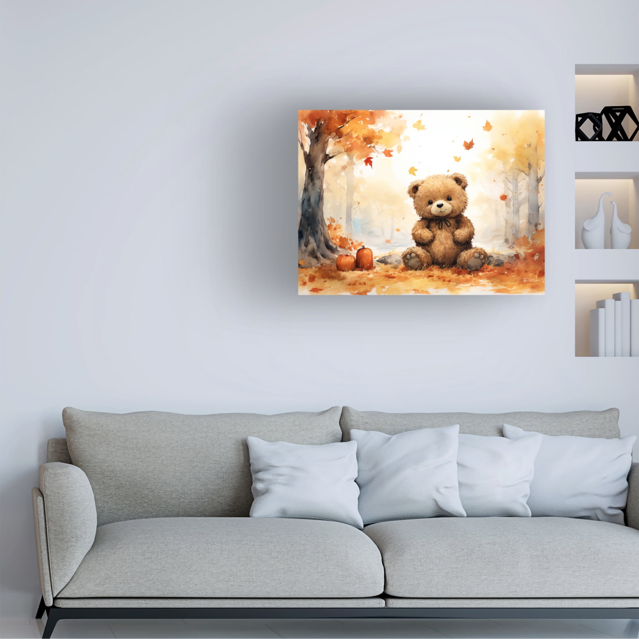 Canvas Wall Art - Momart 'Autumn Bear Cub' Wall Art for Living Room, Bedroom, or Office Décor by Trademark Fine Art - 24 x 18 Inches