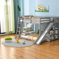 thumbnail image 2 of Wooden Bed Frame Full, Full Over Full Bunk Bed with Ladder, Slide and Shelves, 2 of 8