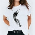 thumbnail image 2 of Fridja T-shirt Décontracté à Manches Courtes Col Rond Imprimé Motif Uni pour Femmes, 2 of 7