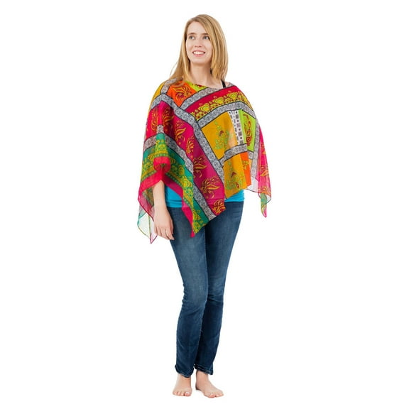 Up2date Fashion's Women's Vintage Medley Print Poncho